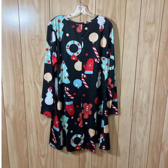 Novelty Christmas Round Neck Long Sleeve Stretch Dress XXL - Picture 2 of 4